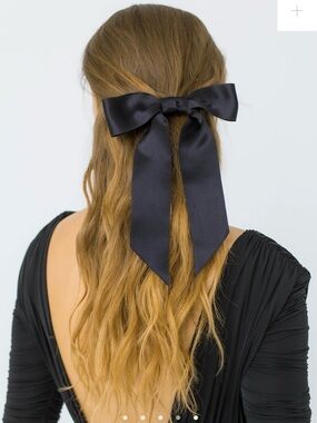 Jennifer Behr Black Satin Ribbon Bow Hair Clip